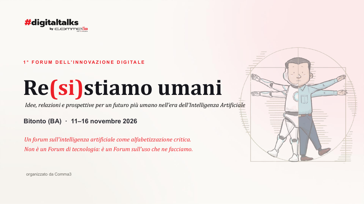 Copertina del Forum Re(si)stiamo umani, a Bitonto dall’11 al 16 novembre 2026